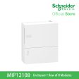 Schneider Enclosure, Resi9 MP Surface 1 Row of 8 Modules IP40 White Door 1 Earth + 1 Neutral Terminal Blocks MIP12108 For Sale