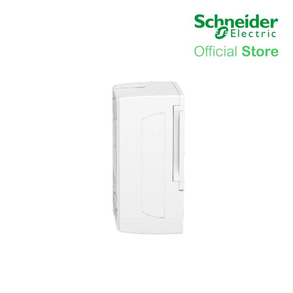 Schneider Enclosure Resi9 MP Surface 1 row of 4 Modules IP40 White Door 1 Earth + 1 Neutral Terminal Blocks MIP12104 For Sale