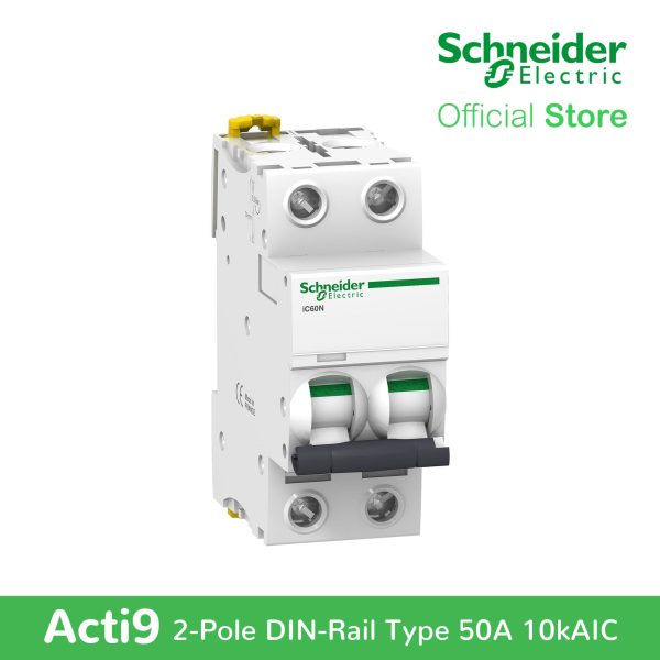 Schneider Acti9 IEC, 50A 2-Pole DIN-Rail Type Circuit Breaker 230 400V 10 KAIC (A9F74250) Hot on Sale