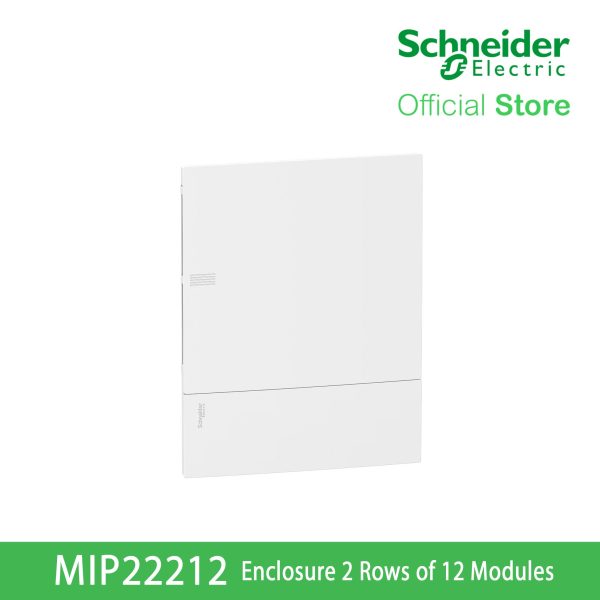 Schneider Enclosure Resi9 MP Flush Mounting 2 Rows of 12 Modules IP40 White Door 1 Earth + 1 Neutral Terminal Blocks MIP22212 Online Sale