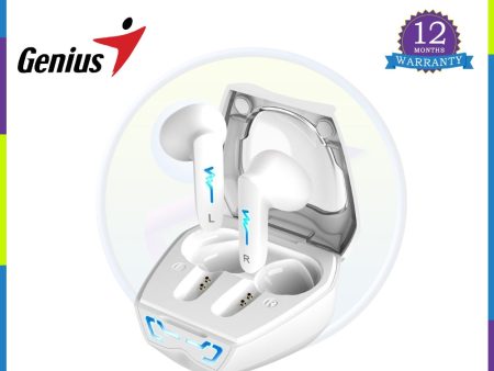 Genius HS-M920 Bluetooth 5.0 Earbuds with LED light, Noise Reduction (White) For Sale