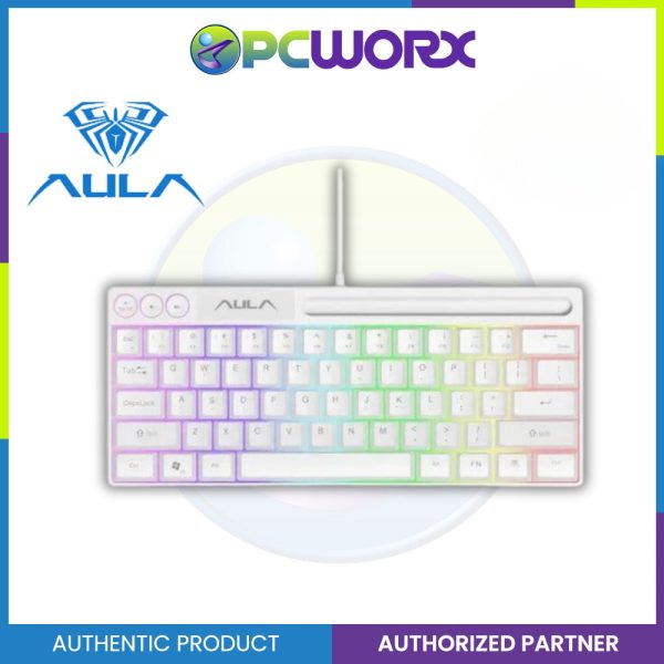 Aula F3061 Membrane Keyboard White | RGB TKL Wired Silicone Keyboard (White) Sale