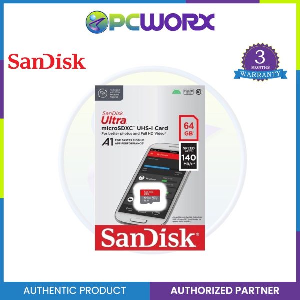 Sandisk SDSQUAB-064G-GN6MN 64GB Ultra Micro SD 140MB S C10 For Sale