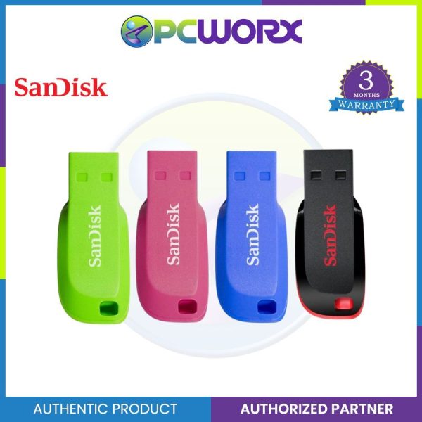 SanDisk SDCZ50-032G-B35 32GB Cruzer Blade USB Flash Drive 2.0 | Pink | Blue | White | Black | Green Hot on Sale