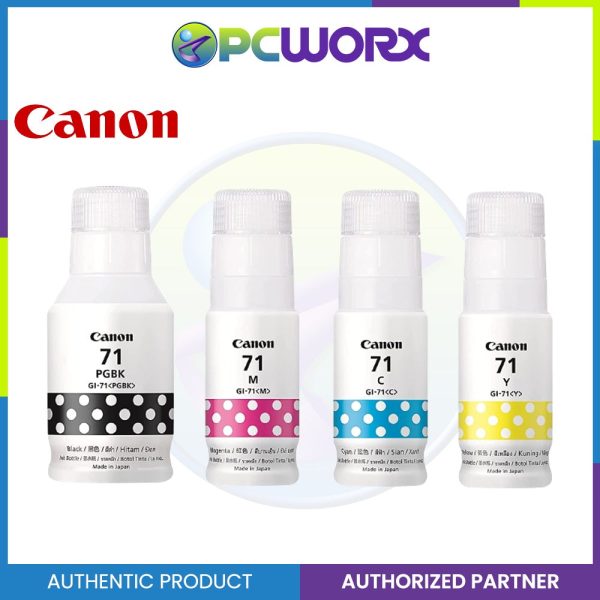 Canon GI-71 Ink Bottle (Black, Cyan, Magenta, Yellow) compatible Canon Pixma G1020, G2020, G3020 For Sale