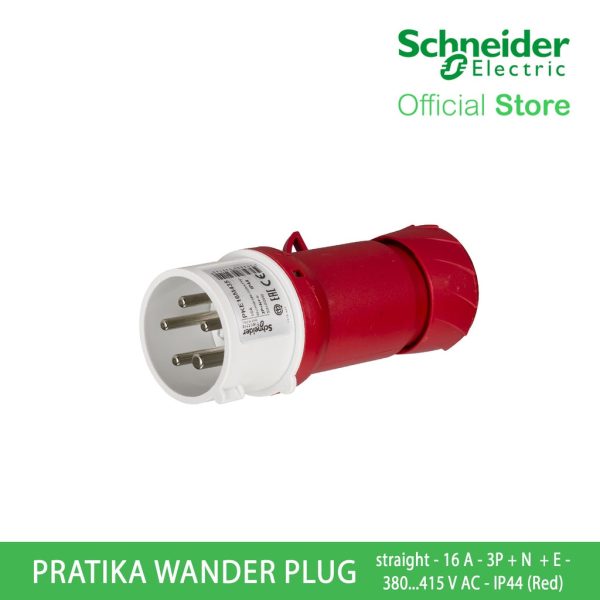 Schneider PratiKa Wander Plug - Straight - 16 A - 3P + N + E - 380...415 V AC - IP44 Red PKE16M435 Online Sale