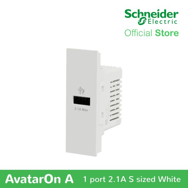 Schneider AvatarOn A 1 USB port 5 V AC-DC USB Charger Outlet - WHITE M3T-USB-WE on Sale