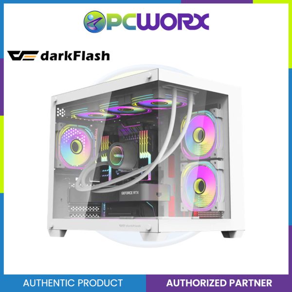 Darkflash C285MP Exquisite mATX Tempered Glass Panoramic Side Transparent PC Case - Black White Online Hot Sale