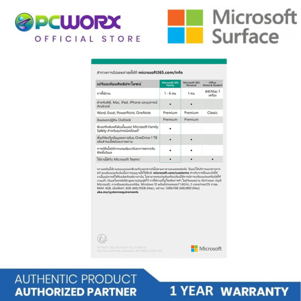 Microsoft 6GQ-01896 M365 Family Eng Subscr 1YR APAC EM Medialess Emerging Market | Microsoft 365 | Microsoft Software Discount