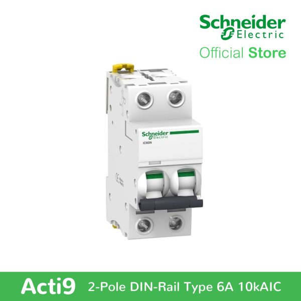 Schneider Acti9 IEC, 2-Pole 6A DIN-Rail Type Circuit Breaker 230 400V 10 KAIC (A9F74206) on Sale