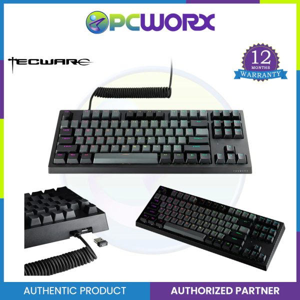 Tecware Phantom+ Elite 87-Keys RGB 3-Mode Mechanical Keyboard - White   Black For Cheap